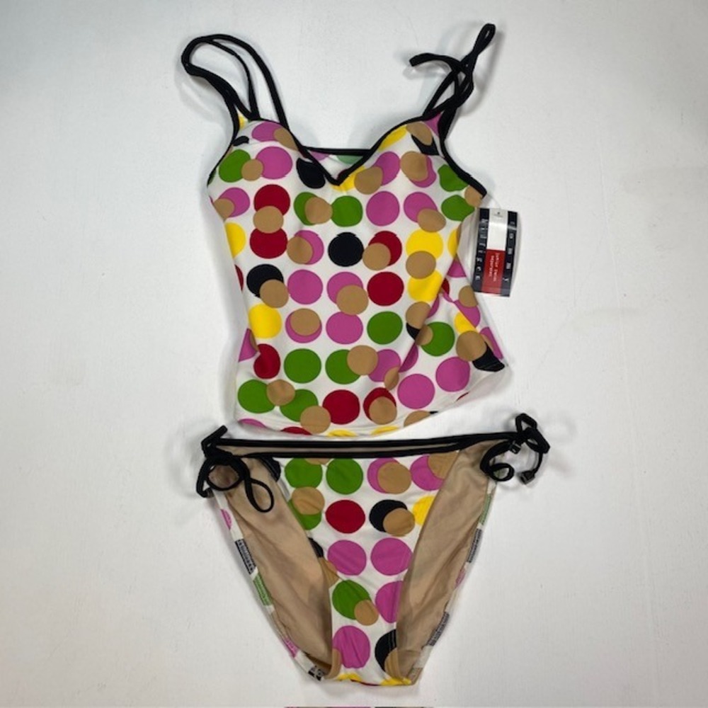 Tommy Hilfiger Junior Polka Dot Tankini Set Multi Color T43077 Size Jr L NWT